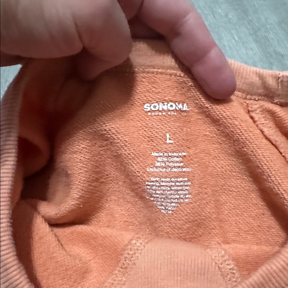 Sonoma peach Happiness crewneck Top size Large - Picture 3 of 7